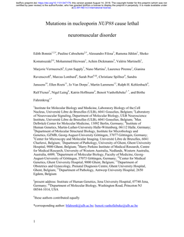 Mutations in Nucleoporin NUP88 Cause Lethal Neuromuscular Disorder