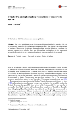 Tetrahedral and Spherical Representations of the Periodic System