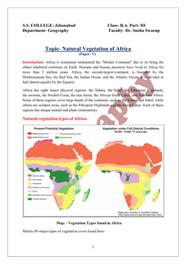 Topic- Natural Vegetation of Africa (Paper- V)