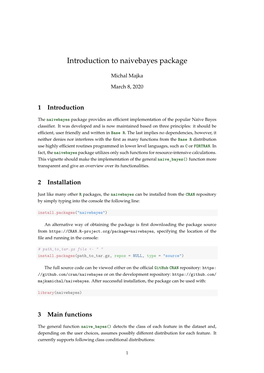 Introduction to Naivebayes Package