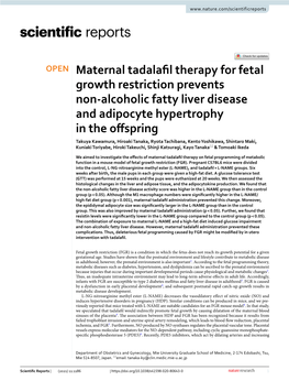 Maternal Tadalafil Therapy for Fetal Growth Restriction Prevents Non