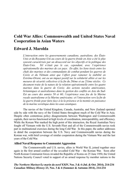 Cold War Allies: Commonwealth and United States Naval Cooperation in Asian Waters Edward J