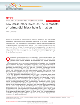 Low-Mass Black Holes As the Remnants of Primordial Black Hole Formation