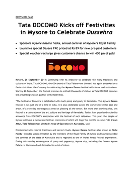 Tata DOCOMO Kicks Off Festivities in Mysore to Celebrate Dussehra