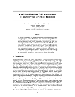 Conditional Random Field Autoencoders for Unsupervised Structured Prediction