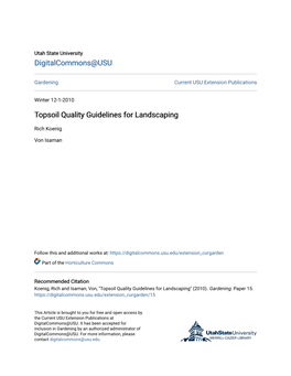 Topsoil Quality Guidelines for Landscaping