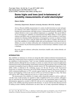 (And In-Betweens) of Solubility Measurements of Solid Electrolytes*