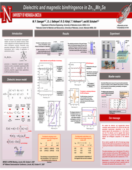 Dielectric and Magnetic Birefringence in Zn Mn Se Dielectric And