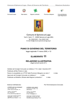 Comune Di Spinone Al Lago PIANO DI GOVERNO DEL TERRITORIO