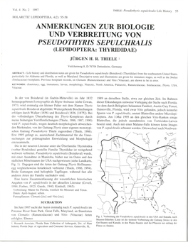 ANMERKUNGEN ZUR BIOLOGIE UND VERBREITUNG VON PSEUDOTHYRIS SEPULCHRALIS (LEPIDOPTERA: THYRIDIDAE) Jlirgen H