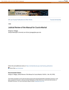 Judicial Review of the Manual for Courts-Martial