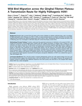 Wild Bird Migration Across the Qinghai-Tibetan Plateau: a Transmission Route for Highly Pathogenic H5N1