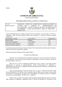 COMUNE DI ABBASANTA Provincia Di Oristano