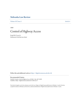 Control of Highway Access Frank M