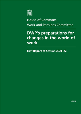 DWP's Preparations for Changes in the World of Work