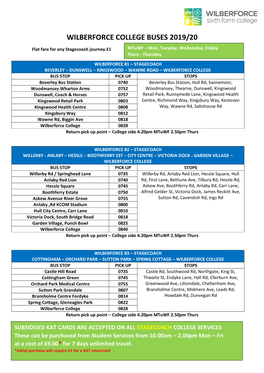 Wilberforce College Buses 2019/20