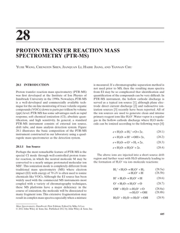 Proton Transfer Reaction Mass Spectrometry (Ptr-Ms)