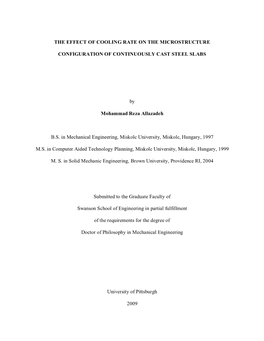 The Effect of Cooling Rate on the Microstructure