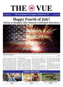 Happy Fourth of July! Paisley to Headline 2021 Musical Celebration Downtown