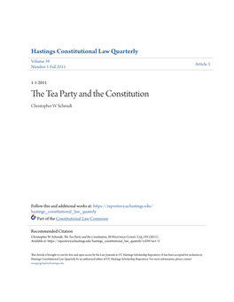 The Tea Party and the Constitution, 39 Hastings Const