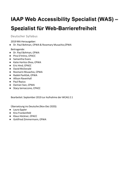 Web Accessibility Specialist (WAS) – Spezialist Für Web-Barrierefreiheit