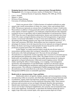 Designing Species-Rich, Pest-Suppressive Agroecosystems Through Habitat 2 Management [Ch