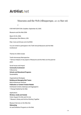 Museums and the Web (Albuquerque, 22-25 Mar 06)