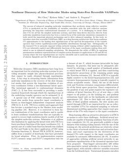 Arxiv:1902.03336V2 [Stat.ML] 2 Jun 2019 the Simplest Molecular Systems