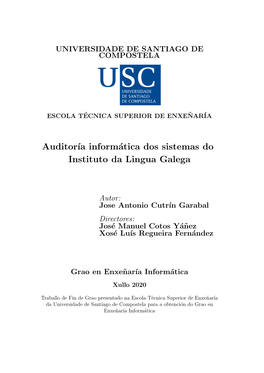 Auditor´Ia Informática Dos Sistemas Do Instituto Da Lingua Galega