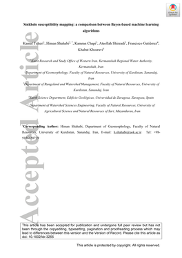 Sinkhole Susceptibility Mapping: a Comparison Between Bayes-Based Machine Learning Algorithms