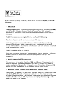 (CPD) for Solicitor Advocates 1. Introduction the [Proposed] Rights O