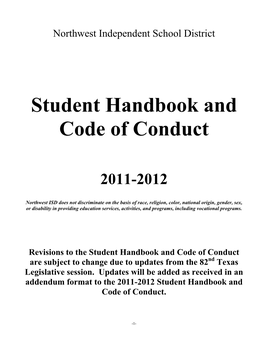 Student Handbook and Code of Conduct