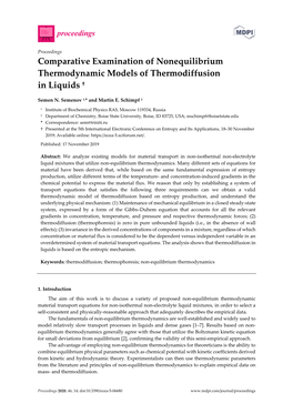 Comparative Examination of Nonequilibrium Thermodynamic Models of Thermodiffusion in Liquids †