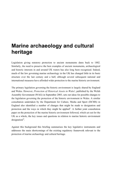 Briefing 4: Marine Archaeology and Cultural Heritage