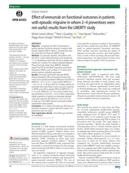 Effect of Erenumab on Functional Outcomes in Patients with Episodic