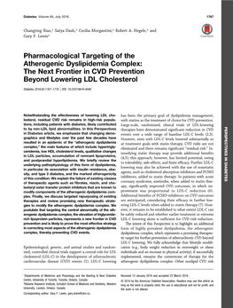 Pharmacological Targeting of the Atherogenic Dyslipidemia Complex: the Next Frontier in CVD Prevention Beyond Lowering LDL Cholesterol