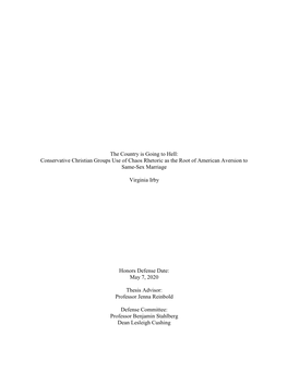 The Country Is Going to Hell: Conservative Christian Groups Use of Chaos Rhetoric As the Root of American Aversion to Same-Sex Marriage