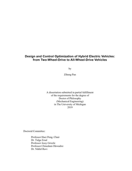 Design and Control Optimization of Hybrid Electric Vehicles: from Two-Wheel-Drive to All-Wheel-Drive Vehicles