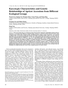 Karyotypic Characteristics and Genetic Relationships of Apricot Accessions from Different Ecological Groups