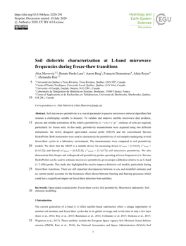 Soil Dielectric Characterization at L-Band Microwave Frequencies