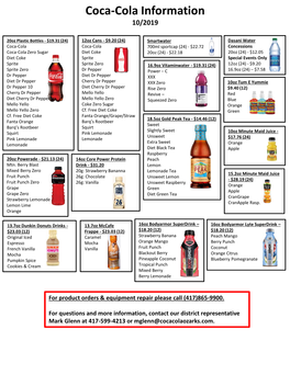 Coca-Cola Information 10/2019