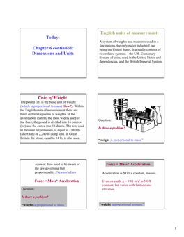 Dimensions and Units English Units of Measurement Units of Weight