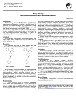 Acetyl Fentanyl (N-(1-Phenethylpiperidin-4-Yl)-N-Phenylacetamide)