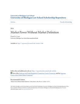 Market Power Without Market Definition Daniel A