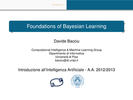 Foundations of Bayesian Learning