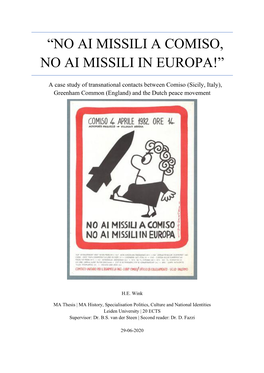 “No Ai Missili a Comiso, No Ai Missili in Europa!”