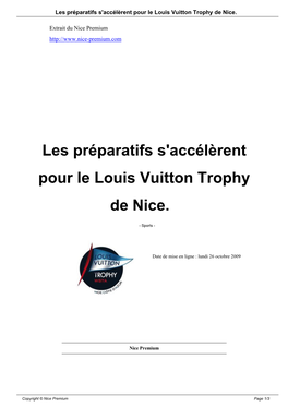 Les Préparatifs S'accélèrent Pour Le Louis Vuitton Trophy De Nice