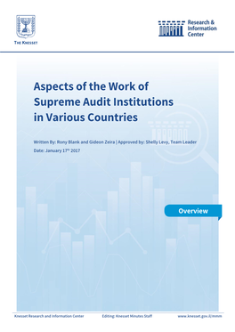 Aspects of the Work of Supreme Audit Institutions in Various Countries