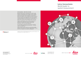Leica Geosystems World Leader in Spatial Measurement