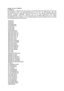Anlage 1 Zu Drs. 21-0604.01 Zu Frage 2 C Bushaltestellen in Bergedorf, Die Noch Nicht Bzw